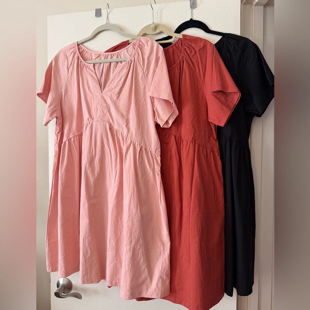 Yousify Women Dress A Line Babydoll Short Sleeve L Pink Black Orange LOT OF 3